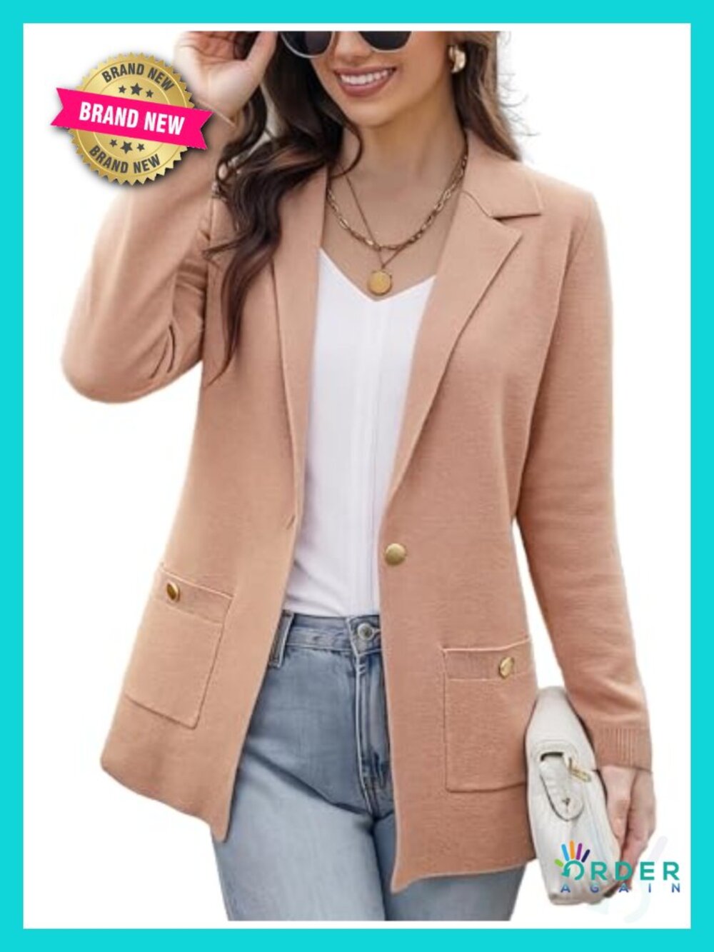 Women's Soft Knit Sweater Blazer Business Casual Long Sleeve Cardigan